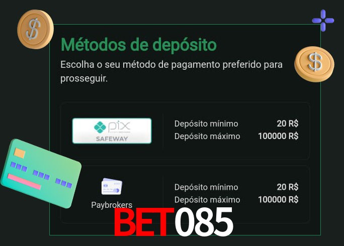 O cassino bet085 oferece uma grande variedade de métodos de pagamento